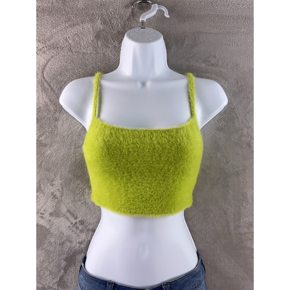 Sundays Best Crop Top Womens Size Small‎ Green Fuzzy Soft Cozy Lounge Babe
